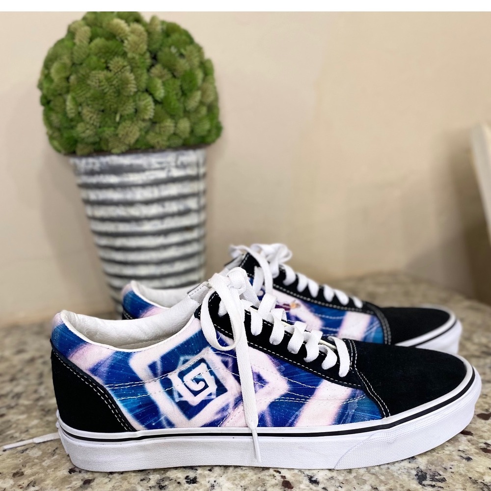 Vans Old Skool Custom‎ Anime Graphic Print Sneakers Black Blue White Low Top